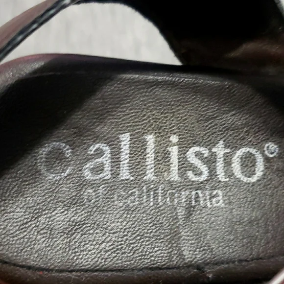 Y2K Early 2000's Callisto Strappy Chocolate Brown Faux Leather Wedge Heels - Picture 10 of 17